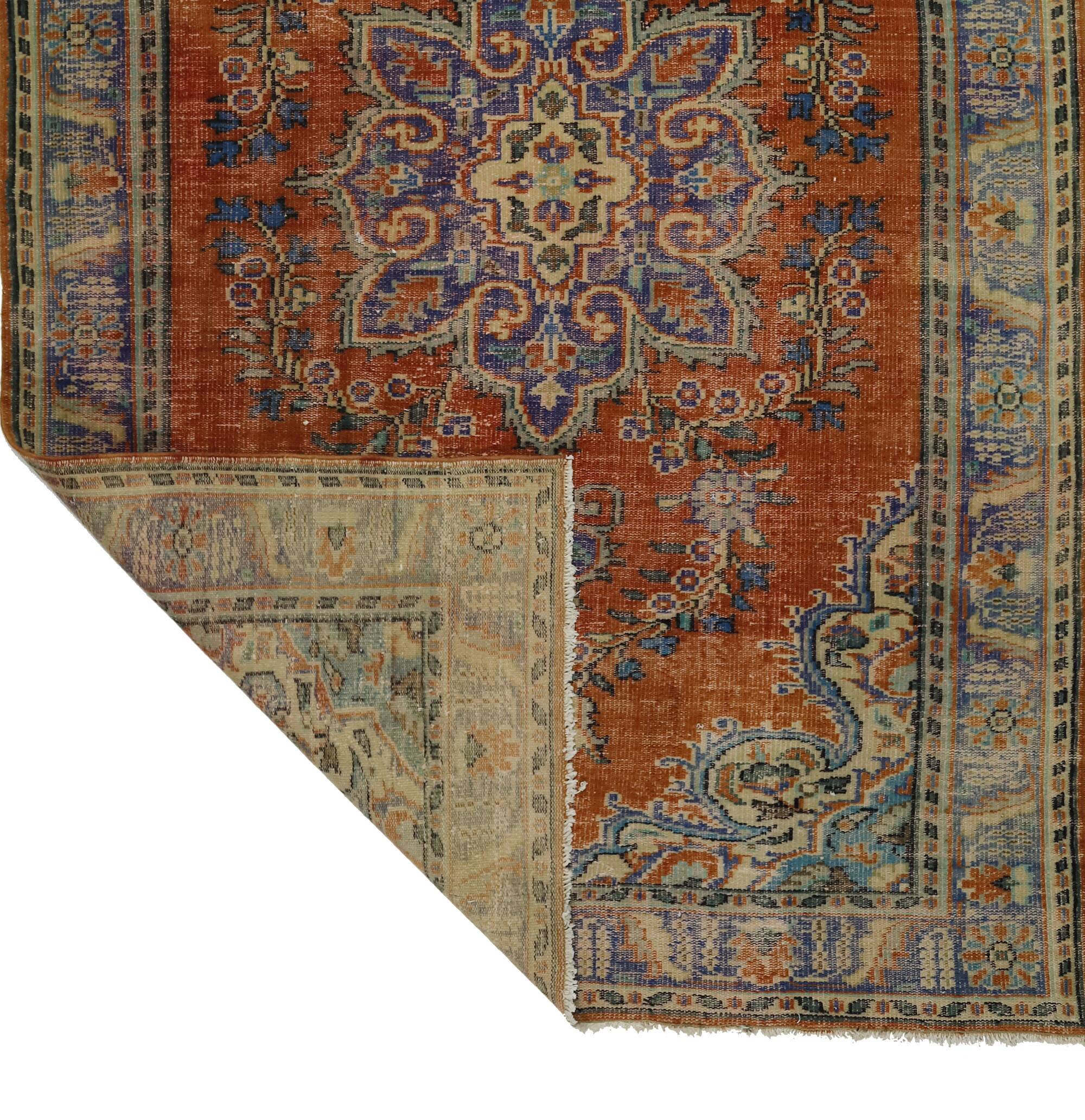 Turkish Anatolian Handmade Vintage Rug 274 cm x 180 cm
