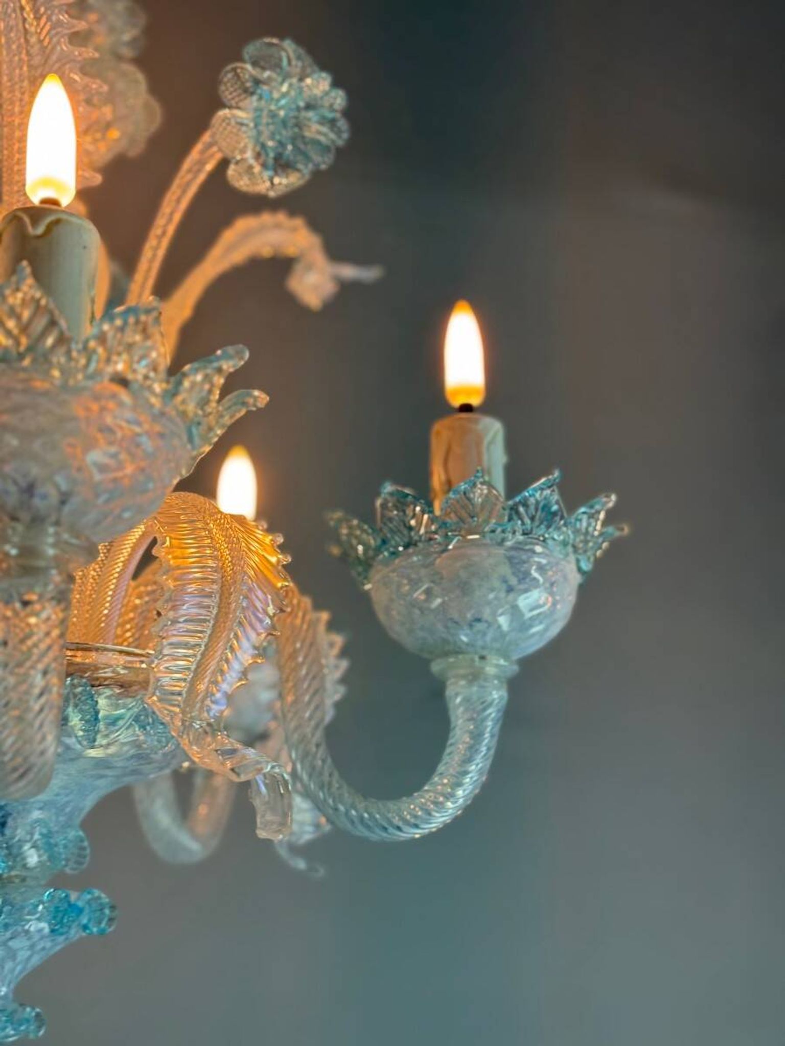 Venetian Murano Glass Chandelier in Shades of Blue, Circa 1950