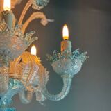 Lustre vénitien en verre de Murano bleu, vers 1950
