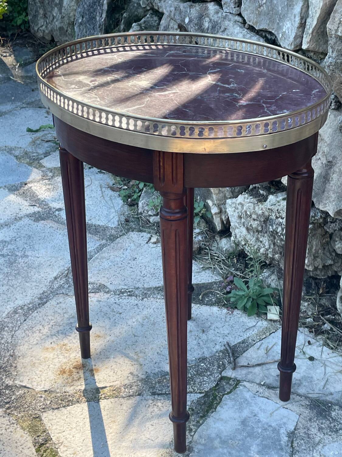 Small Louis XVI style mahogany hot water bottle table from the 19th century