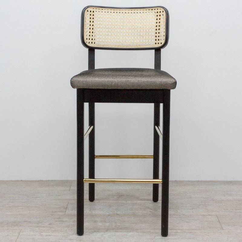 High stool Red Edition in rattan and fabric