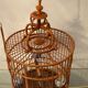 Ancienne cage à oiseaux en bois et rotin