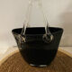 Basket Vase "Handbag" in Blown Glass – Black & Transparent