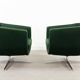 Fauteuil sen tissu vert foncé années 60