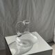 Vintage glass carafe with flattened flared belly handle H18