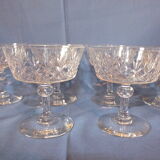 Set of 8 crystal champagne glasses cut around 1900