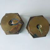 Art Deco hexagonal ceiling light in brass and glass