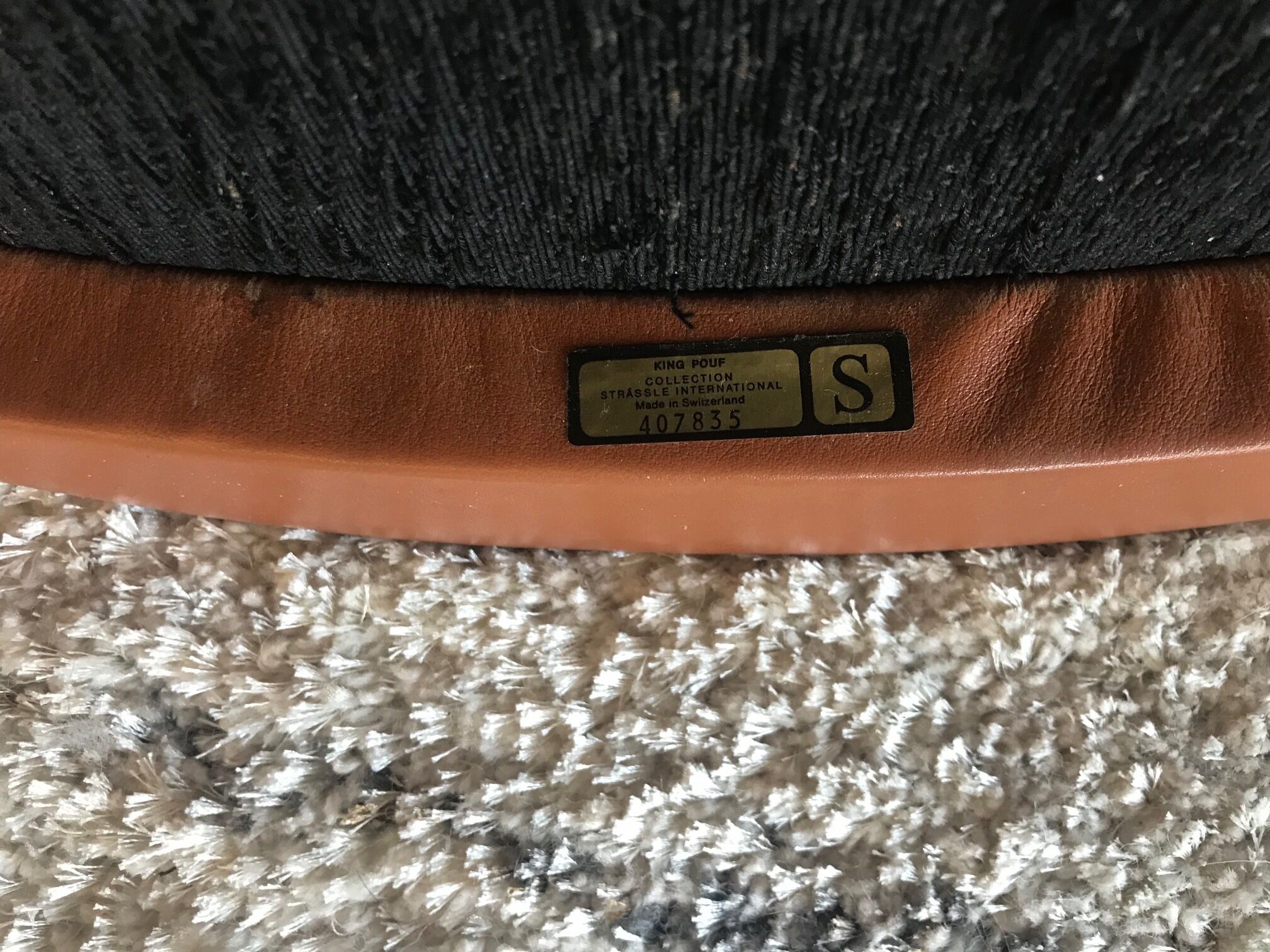 Ottoman model " King" in brown whiskey leather by Roger Vandenbeuck for Strassle , SWITZERLAND