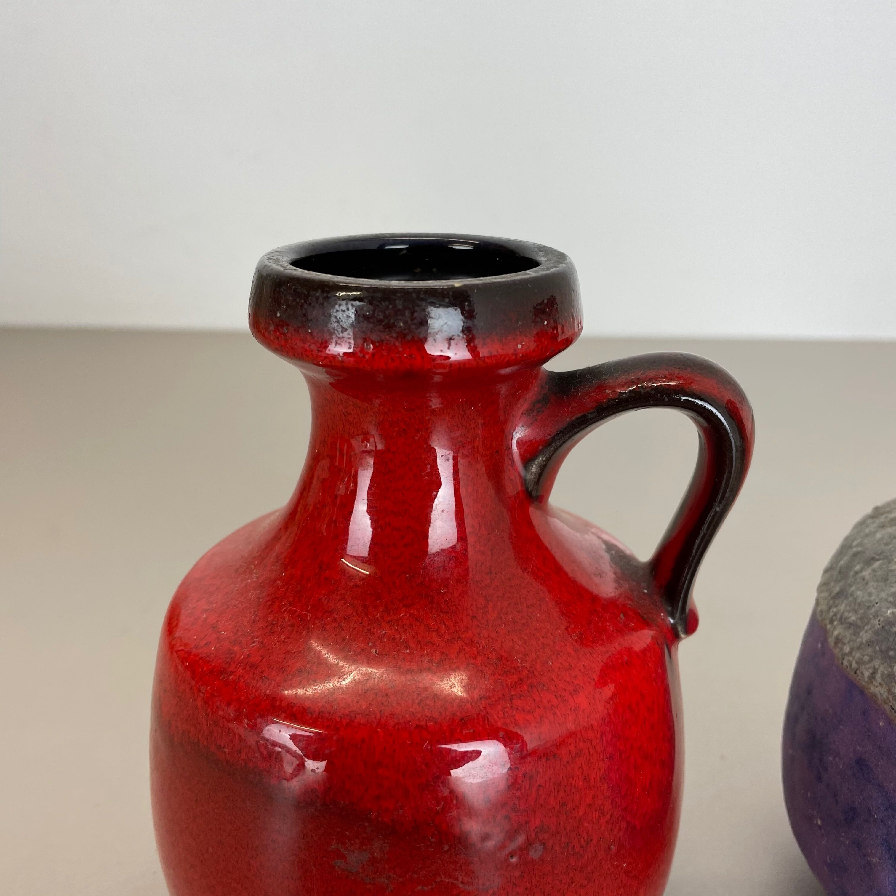 Set of Two Pottery Fat Lava Vases "Purple-Red" by Jopeko, Germany, 1970s