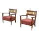 Brutalist pair of armchairs attributed to Audoux Minet, 1950s.