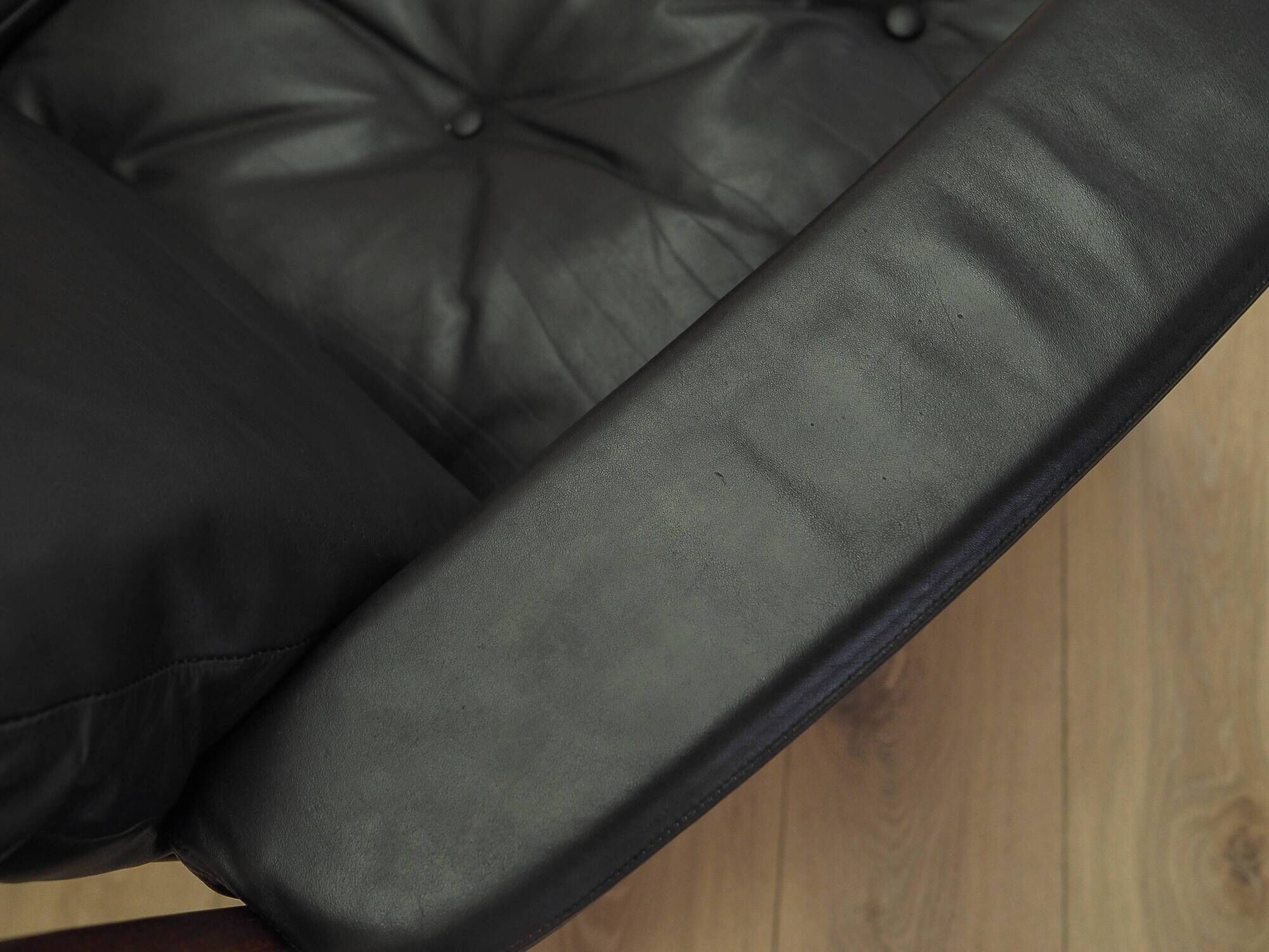Rosewood sofa Gunnar Myrstrand for Källemo, black leather, 1960s