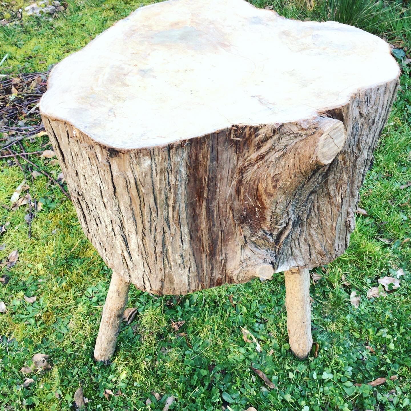 Solid wooden log console table