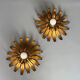 Pair of floral wall lights in gilded metal, 1960