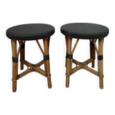 Pair of rattan stools, Maison Drucker