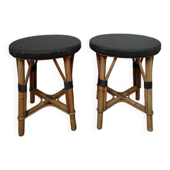 Pair of rattan stools, Maison Drucker