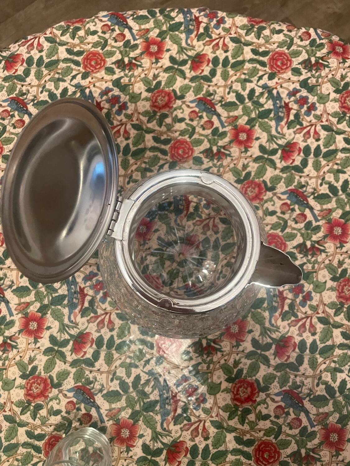 Cut crystal and silver-plated metal ice jug