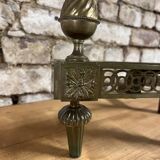 Pair of bronze andirons stamped bouhon frères in louis xvi style