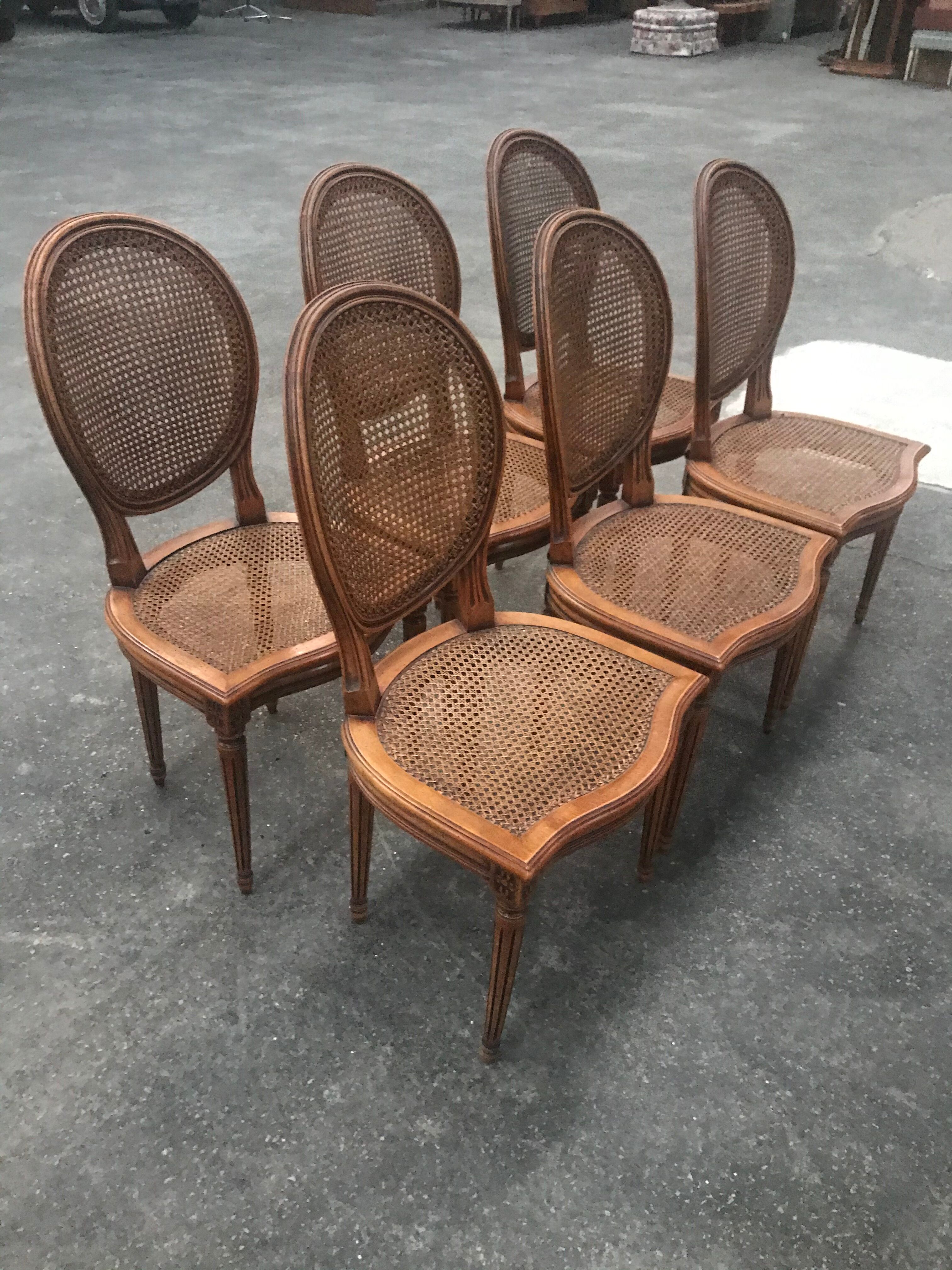 Series of 6 lLuis XVI chairs in cannage