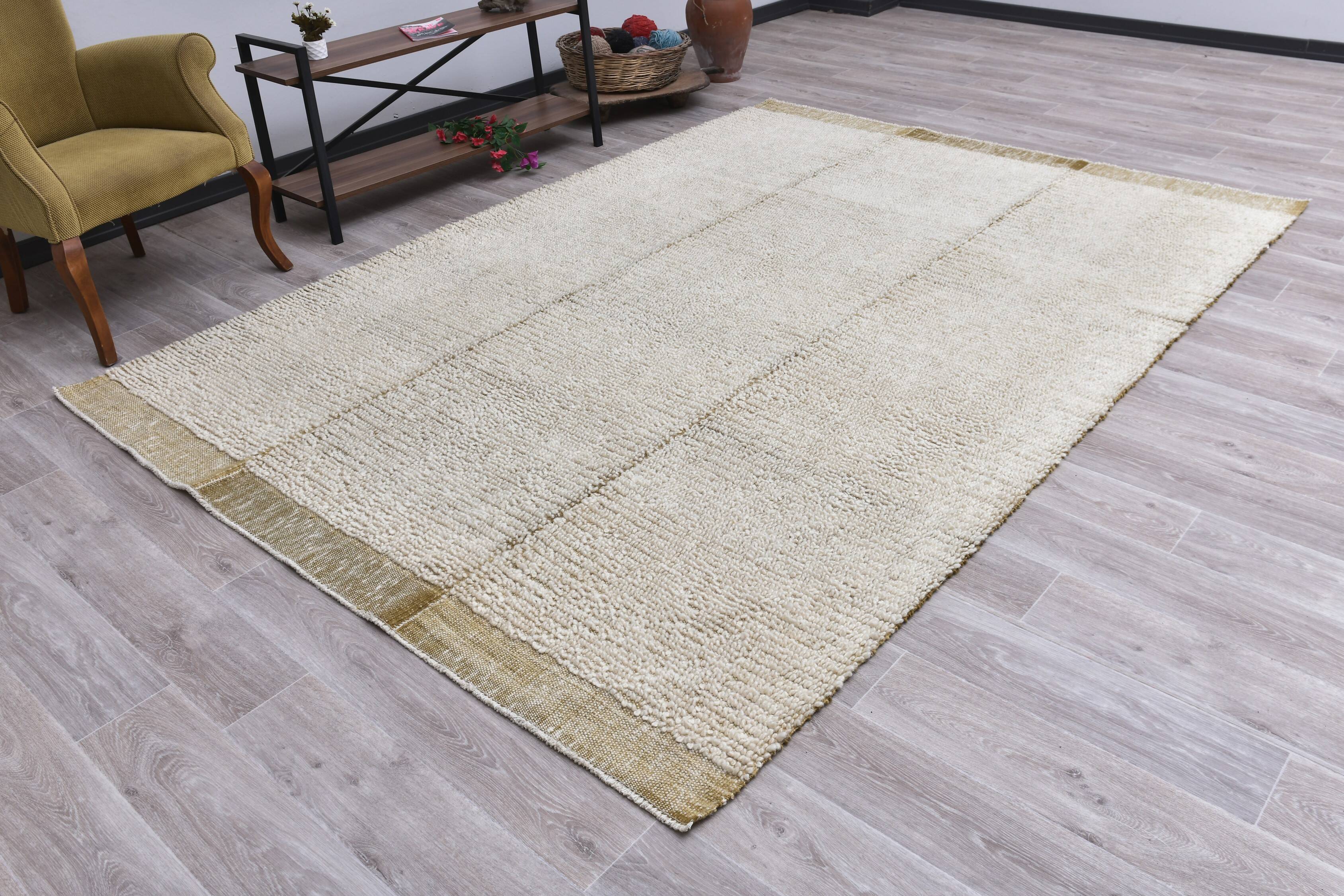 Green Beige Wool Turkish Area Rug 209x292Cm SK 242139