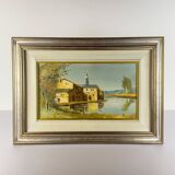 Original oil painting of a landscape, Italy 1960s, signed, framed.