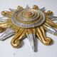 Sculpture murale relief Soleil or et argent Vintage