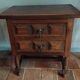 Antique wooden side table with 2 vintage drawers