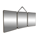 Vintage 1930s triptych barber mirror in black faux crocodile leather - 33 x 84 cm