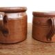 Set of two vintage stoneware pots