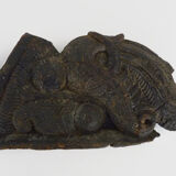 Piece of Indonesian wooden basrelief, chameleon. XIXth