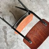 Set of 4 Eromes Marko Holland 1960s Chairs — Dark Wood Veneer Seats, Black Metal Frames