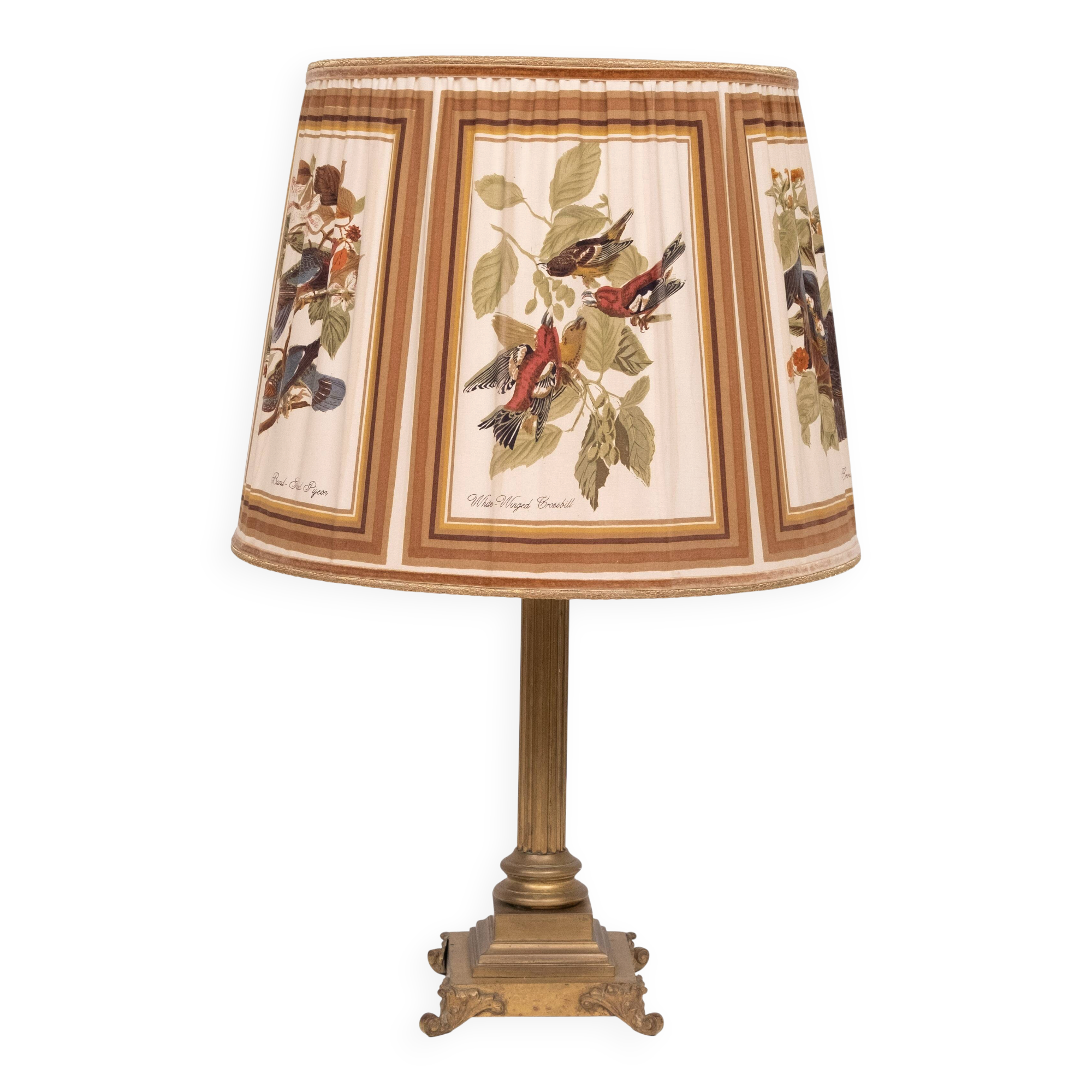 Stunning Tall chunky Bronze Corinthian Column Table Lamp with Bird Shade