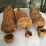 Set of 3 rattan bottles