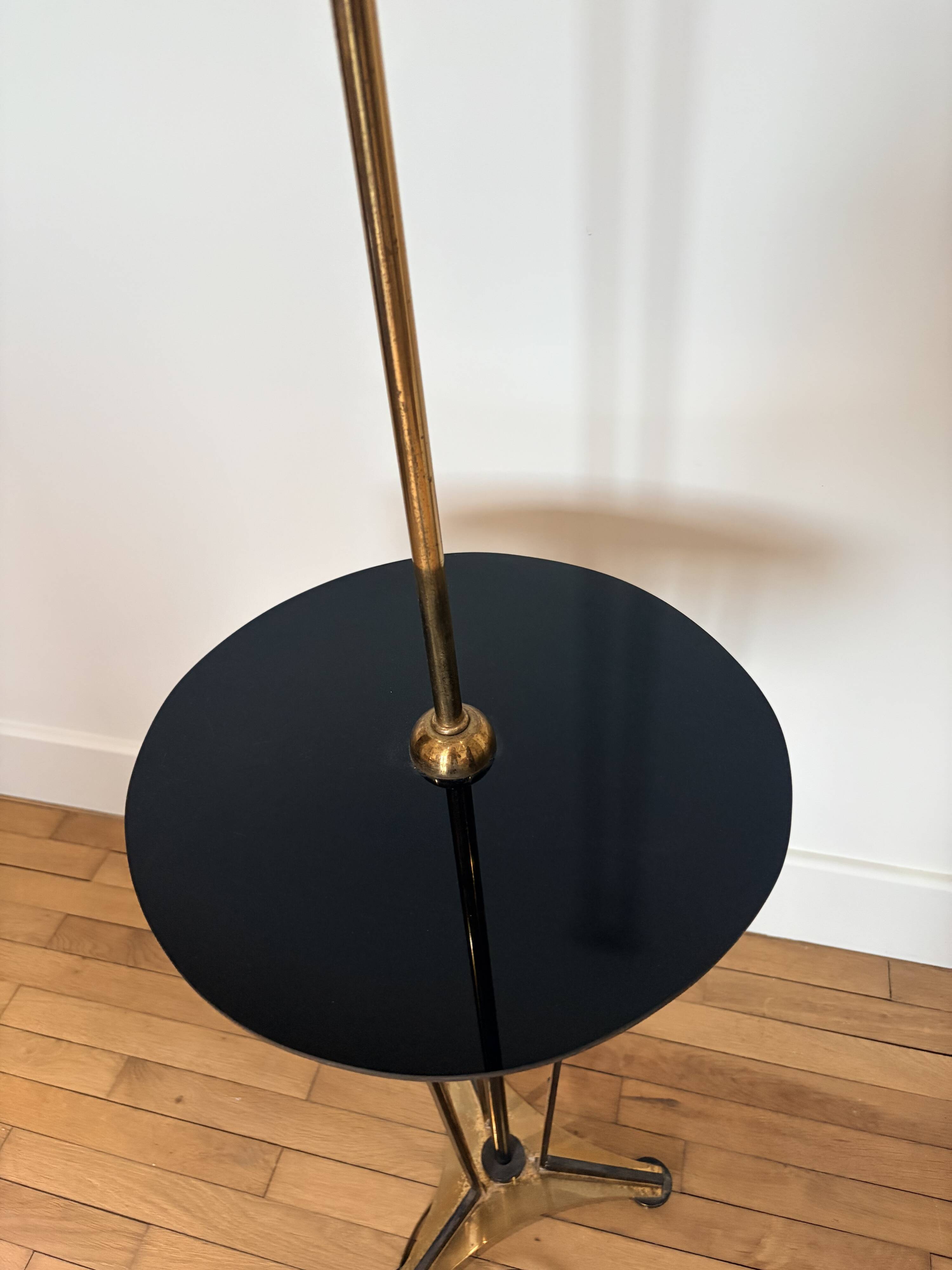 Art Deco lamp brass and black glass 260415