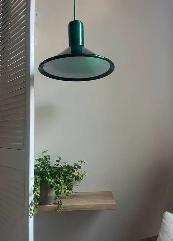 Suspension vintage Holmegaard P&T - Michael Bang - Lampe design danoise en verre