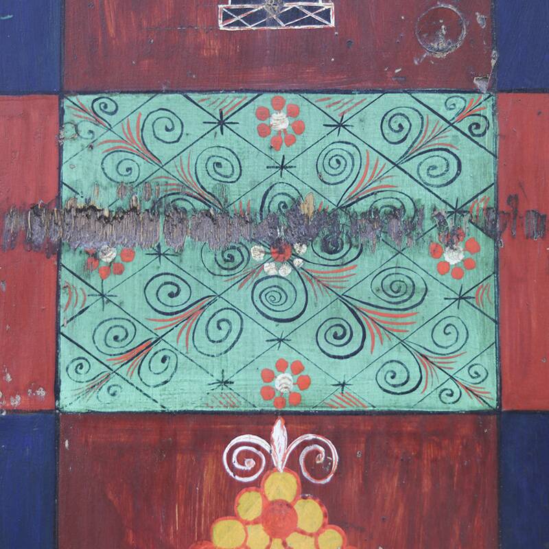 Rustic Farmhouse Folk Art Painted Bridal Cabinet