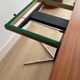 Adjustable teak table, unfoldable, up and down