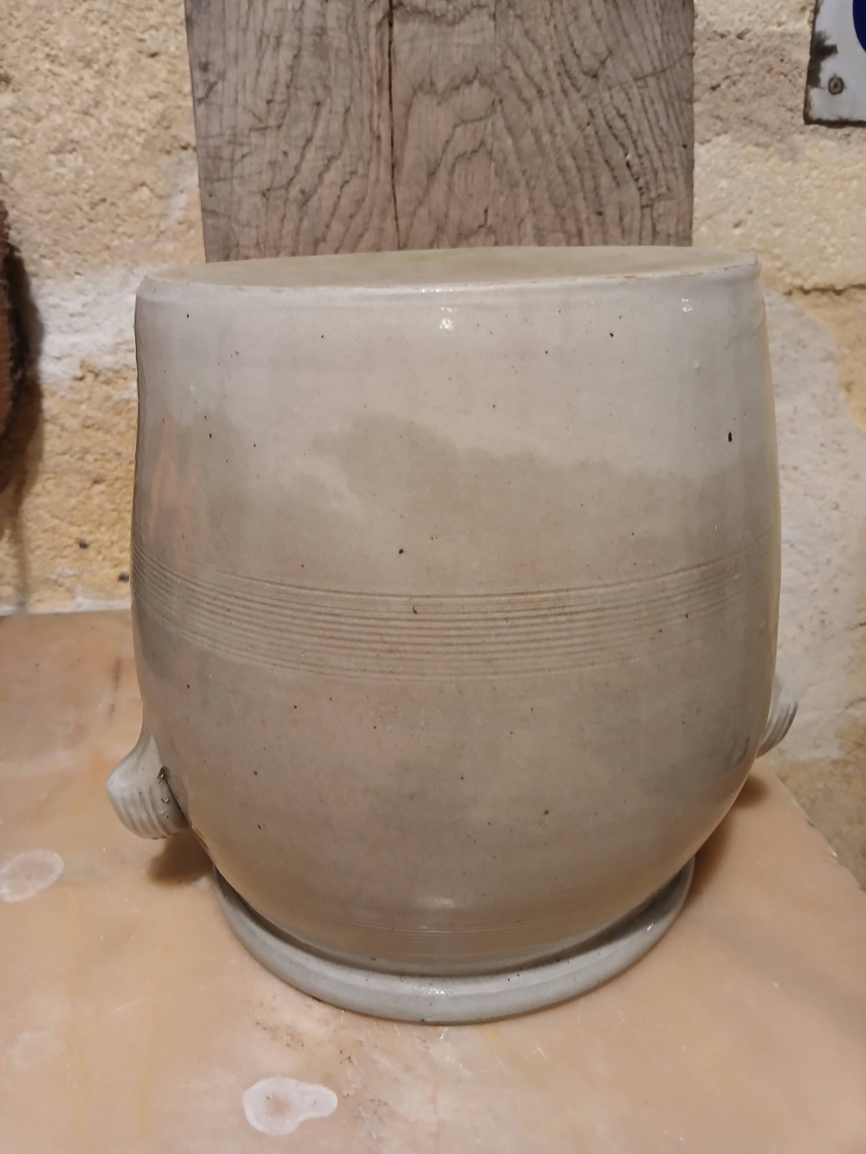 Old stoneware grease pot, gray Height 24.5 cm