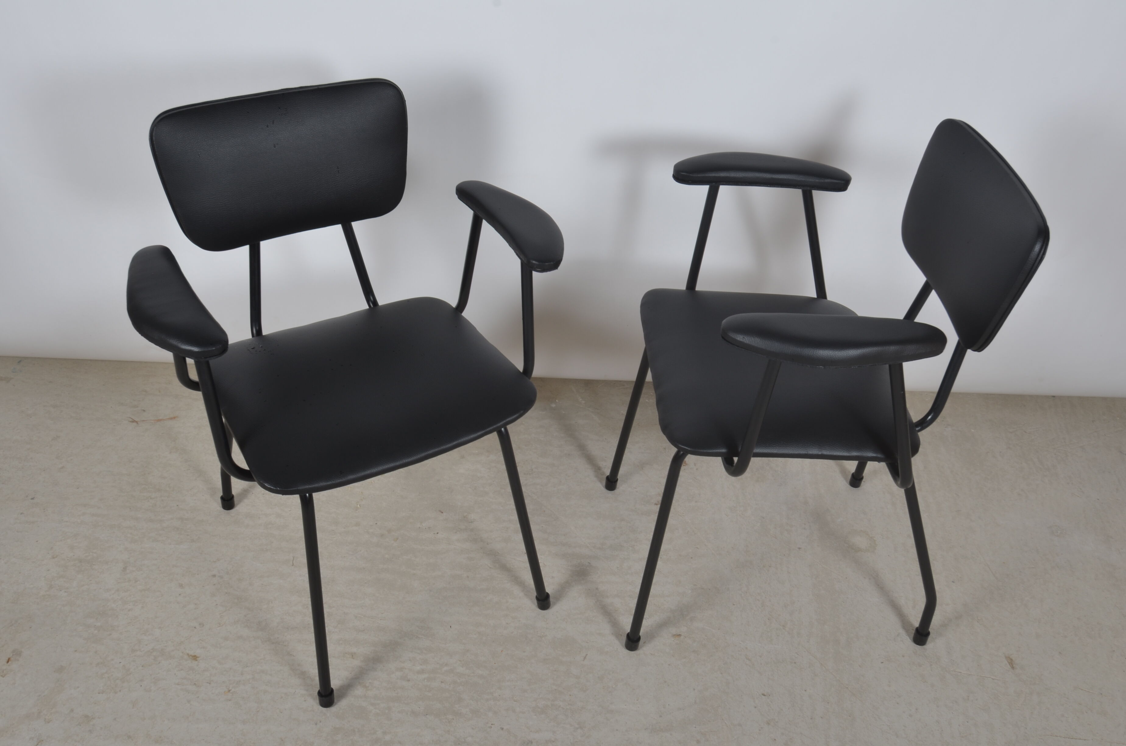 Armchairs in black skaï 1950