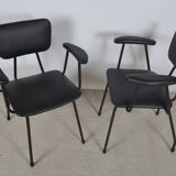 Fauteuils en skaï noir 1950