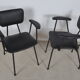 Fauteuils en skaï noir 1950