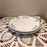 Set of 2 Sarreguemines 4003 plates with green arabesques and flowers