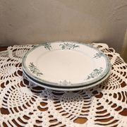 Set of 2 Sarreguemines 4003 plates with green arabesques and flowers