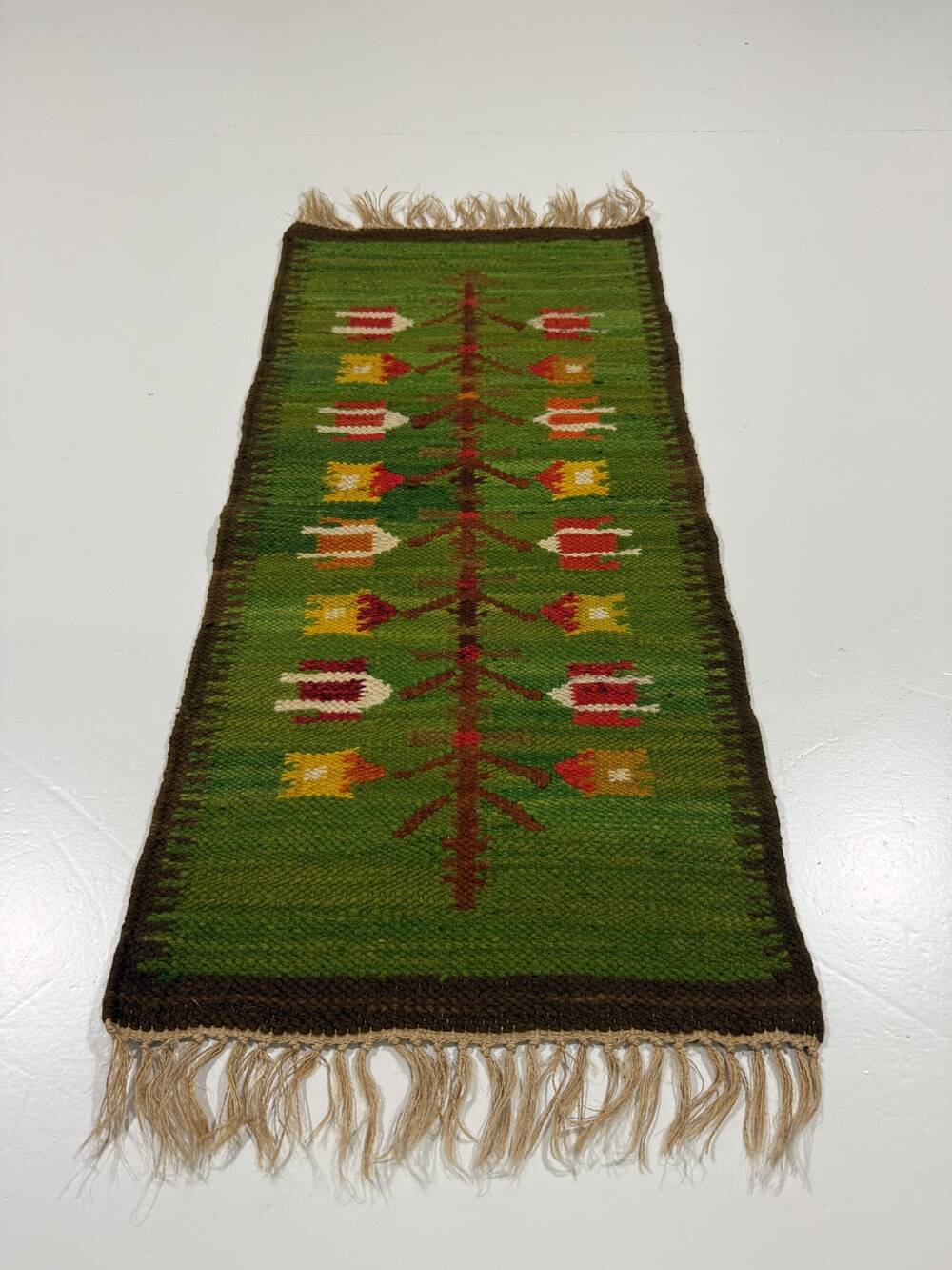 Woolen kelim wall hanging table runner Poland 1970’s