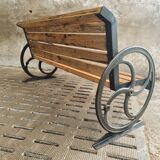 Antique garden bench cast iron with old beams 210 cm