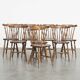 Set of 8 antique wooden spindle chairs