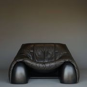 Amak Lounge Chair in brown leather by Annie Hieronimus for Cinna, 1980s