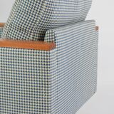 Blue houndstooth square armchairs