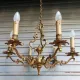 Antique cage chandelier in bronze, 6 lights, Louis XV style, in working condition, 4.8 kg.