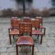 6 chairs brutalist 50s leather and wood