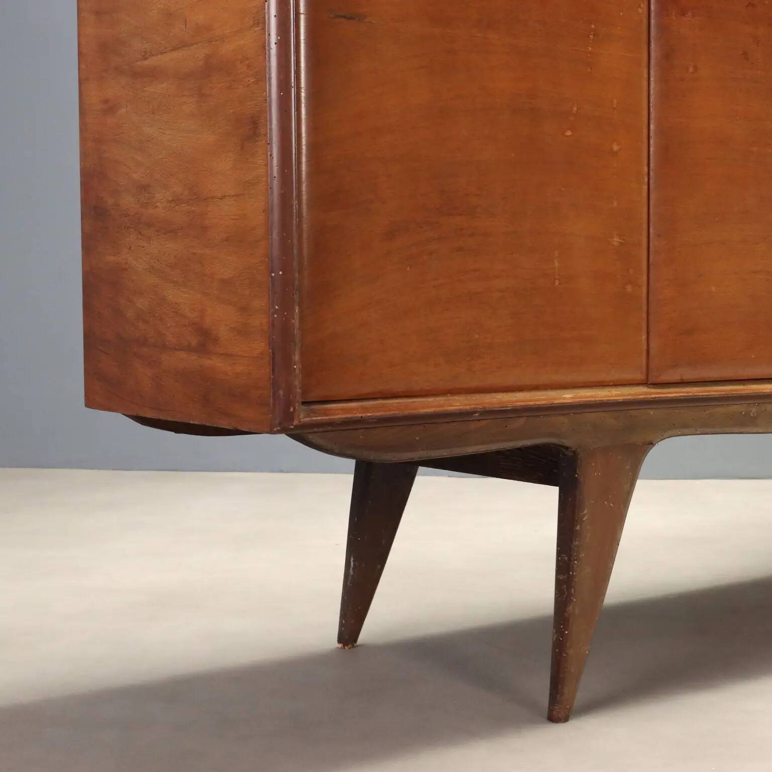 Vintage mahogany sideboard with bar compartment, 1950s-60s design.